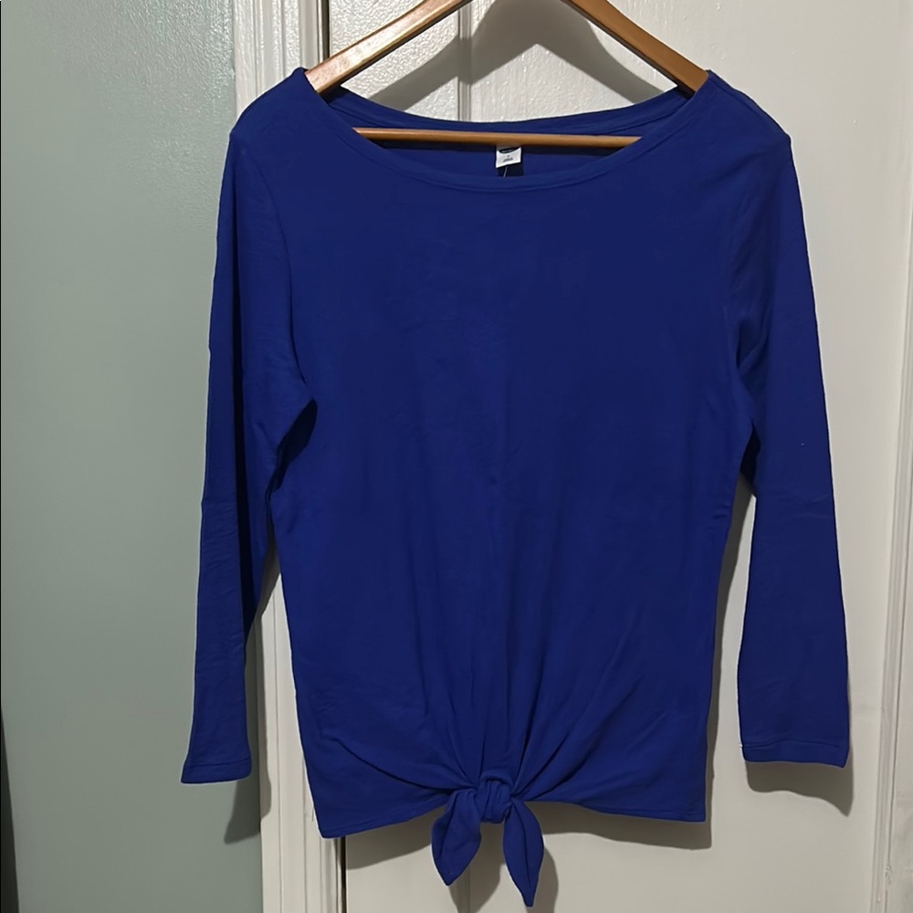 NWT Old Navy Blue Women's Long Sleeve Top with Knot Detail Sz small